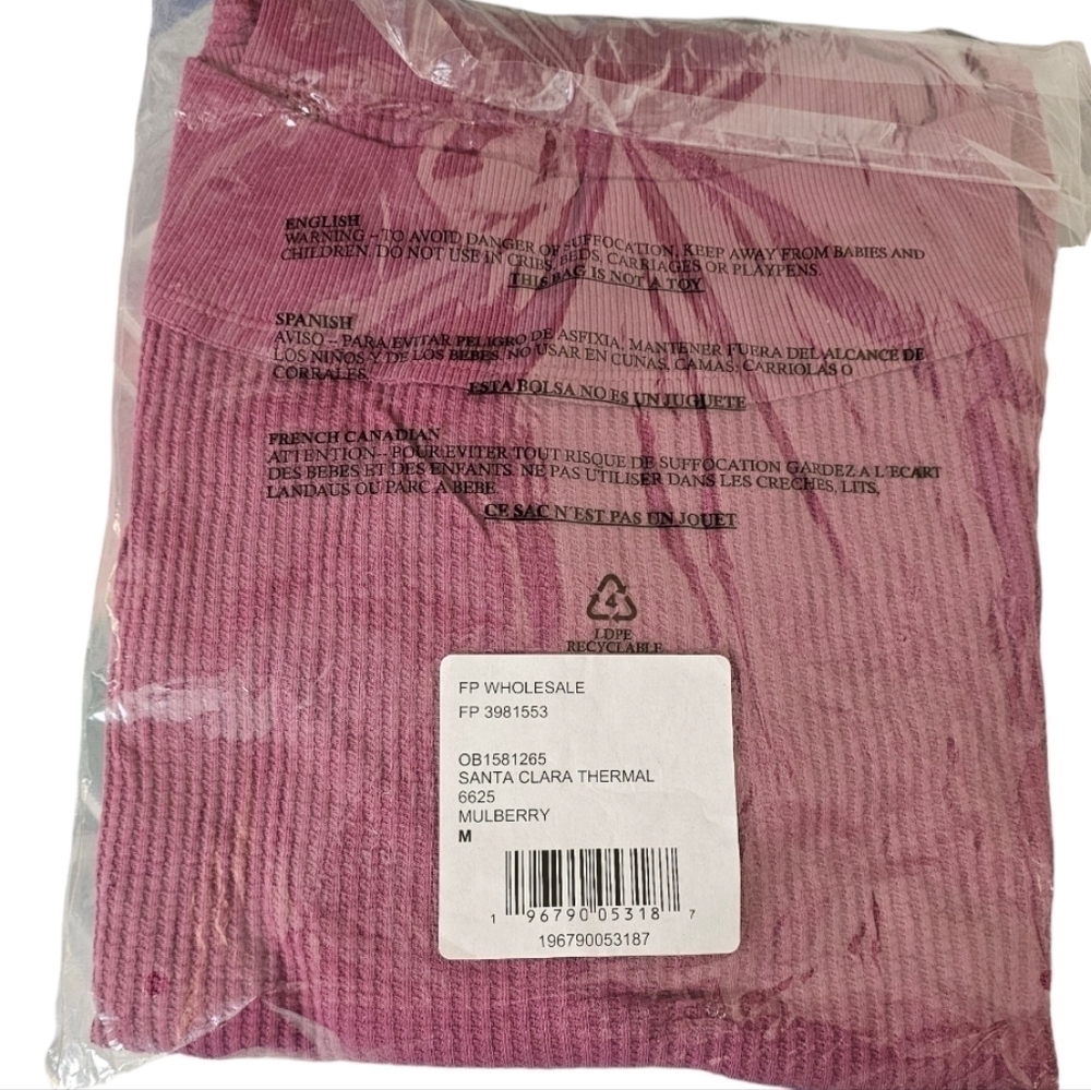 Free People Santa Clara Thermal Oversized Top in Mulberry Size Medium NWT - Picture 7 of 11